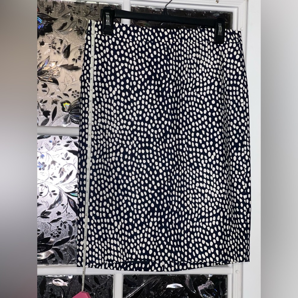 J. Crew Blue and White Polka Dot skirt with pockets